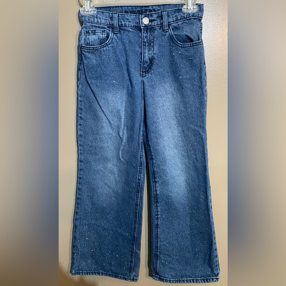 Justice Wide Leg Jeans With Sparkle Detail. Girls size 8